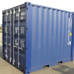 10ft x 8ft One-Trip Blue Steel Shipping Container – Heavy-Duty Cor-Ten Construction