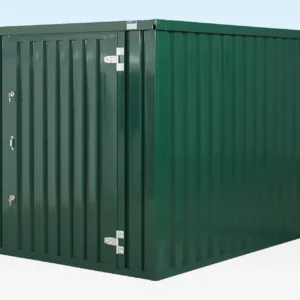 3M x 2.1M flat pack storage container in green galvanized steel