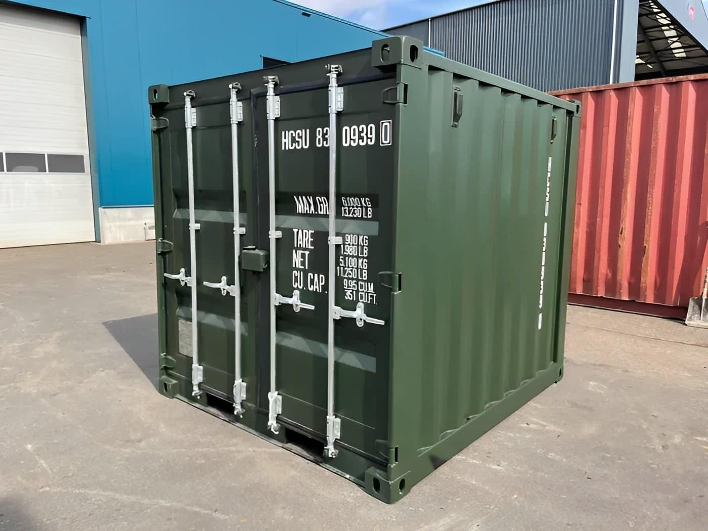 8ft-one-trip-green-steel-shipping-container-iso-certified-durable